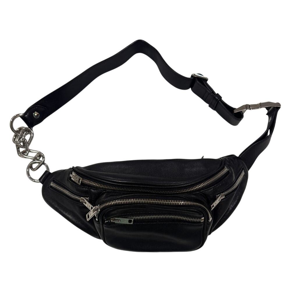 *B57 ALEXANDER WANG Lambskin Attica Belt Bag Black 12"Lx6"D